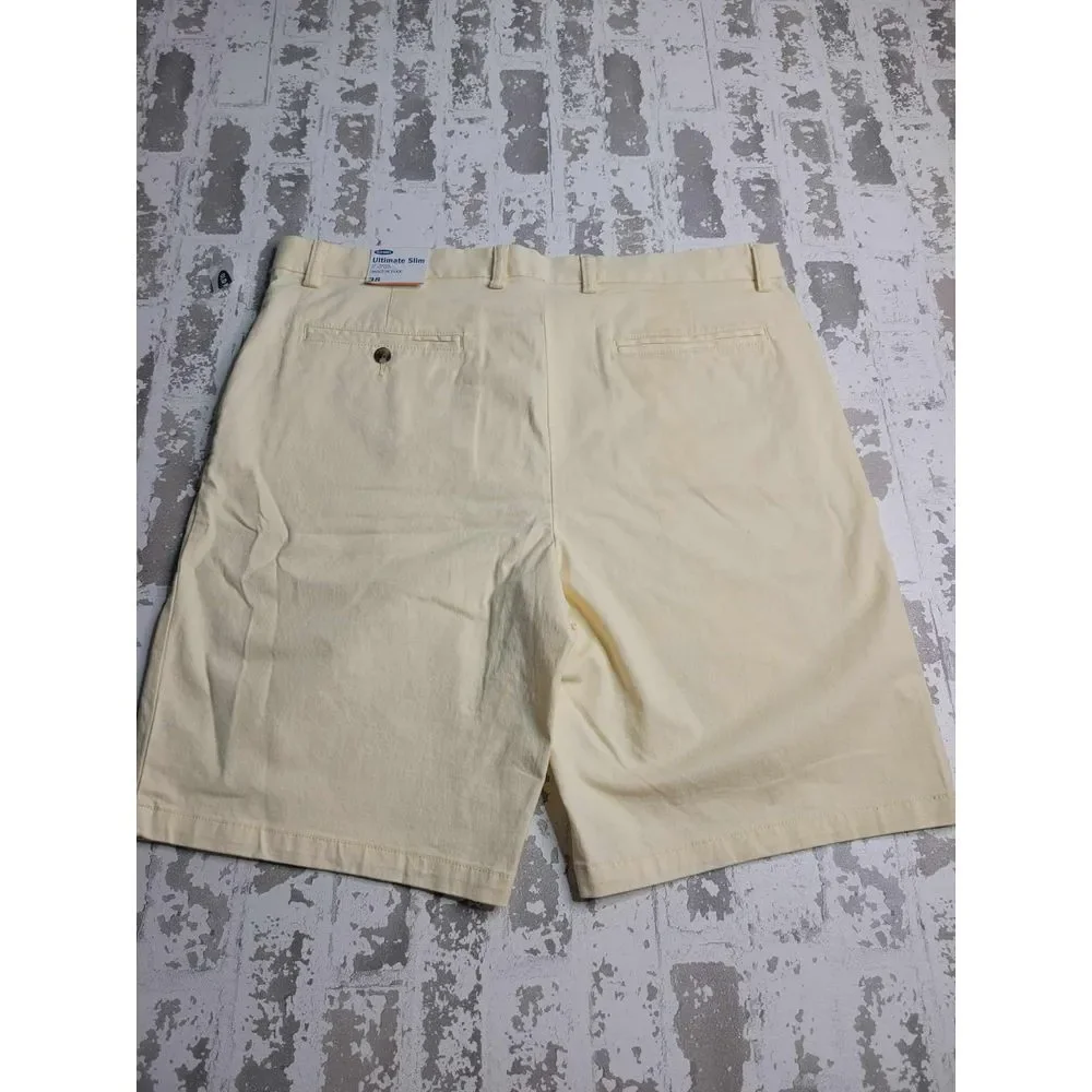 3390 NWT‎ Old Navy Ultimate Slim Built In Flex Men's Shorts 38 New Pale Yellow
